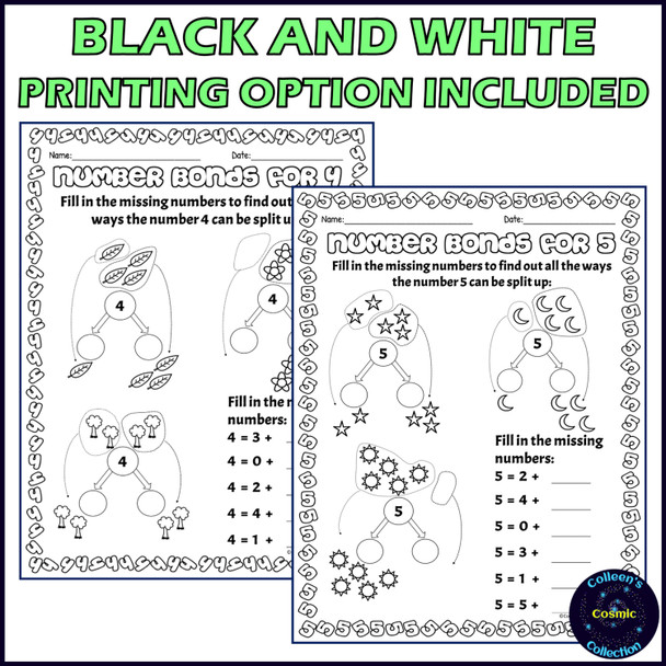 Number Bonds with Pictures - Number Bonds to 5 Activities - 2-5