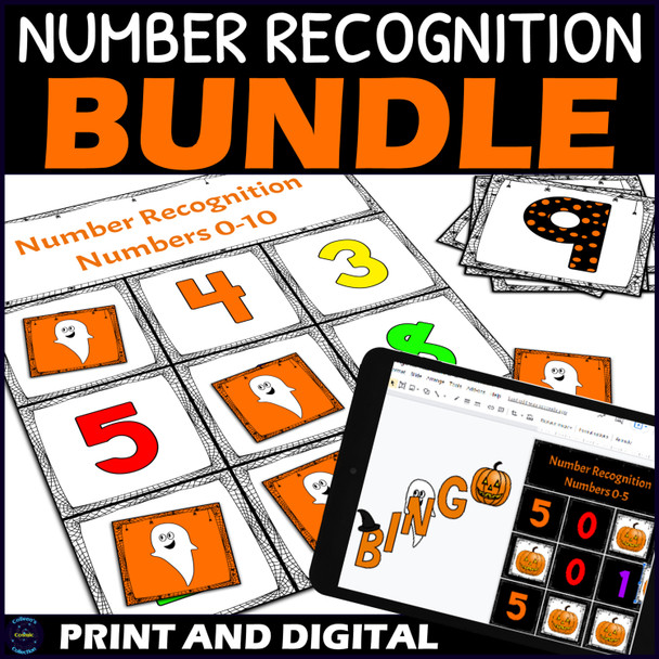 Halloween Number Recognition 0-10 Activities BUNDLE - Bingo Games