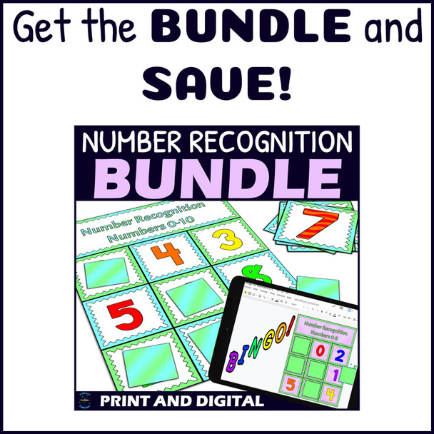 Number Recognition 0-10 Activity - Bingo Game - Printable and Digital
