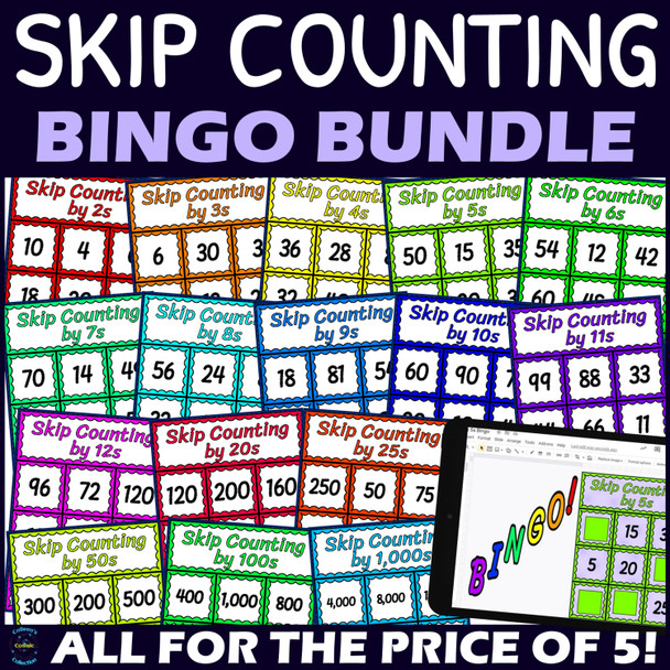 Skip Counting Activities BUNDLE - Bingo Games - Printable and Digital