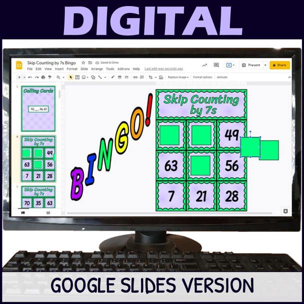Skip Counting by 7s Activity - Bingo Game - Printable and Digital