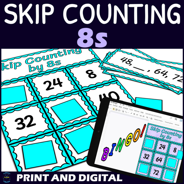 Skip Counting by 8s Activity - Bingo Game - Printable and Digital