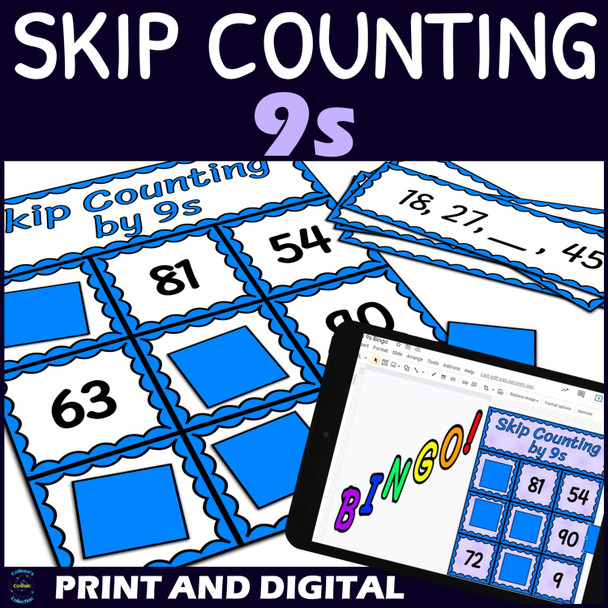 Skip Counting by 9s Activity - Bingo Game - Printable and Digital