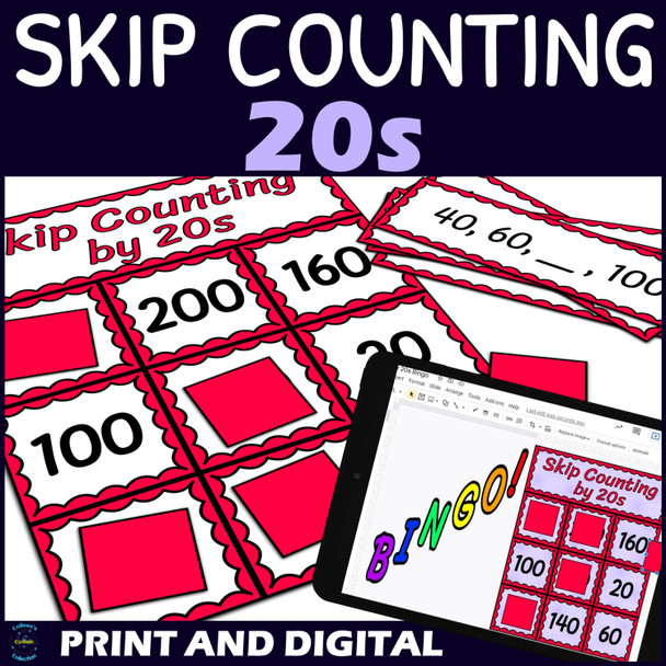 Skip Counting by 20s Activity - Bingo Game - Printable and Digital