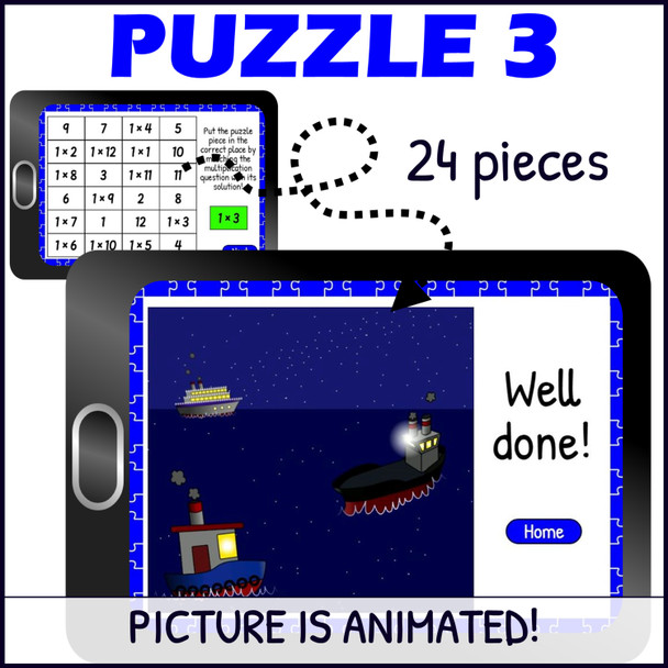 Multiplication Facts for 1 Times Table Practice - Mystery Pictures - Boom™ Cards