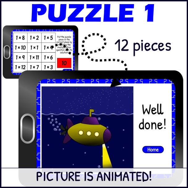 Multiplication Facts for 1 Times Table Practice - Mystery Pictures - Boom™ Cards