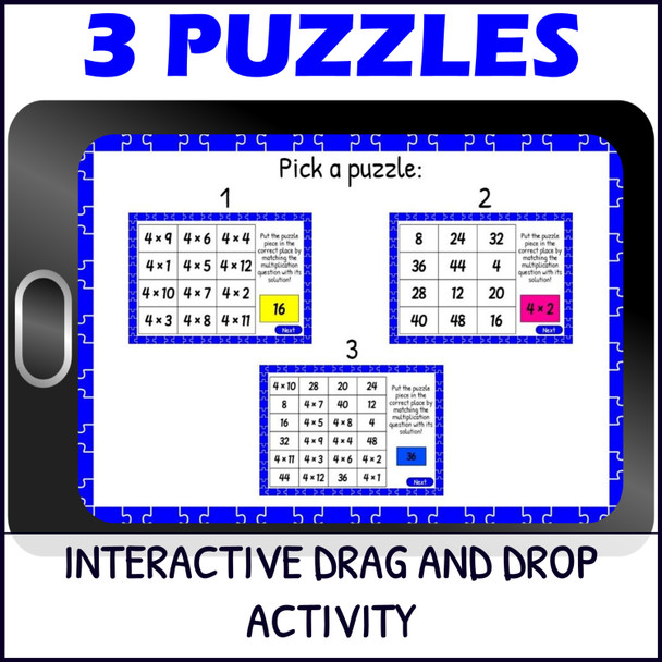 Multiplication Facts for 4 Times Table Practice - Mystery Pictures - Boom™ Cards