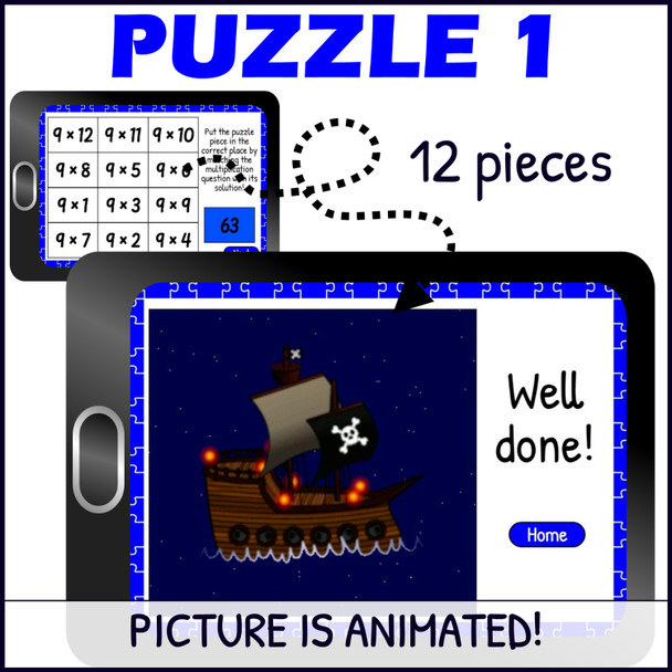 Multiplication Facts for 9 Times Table Practice - Mystery Pictures - Boom™ Cards