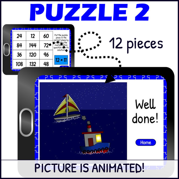 Multiplication Facts for 12 Times Table Practice - Mystery Pictures - Boom™ Cards