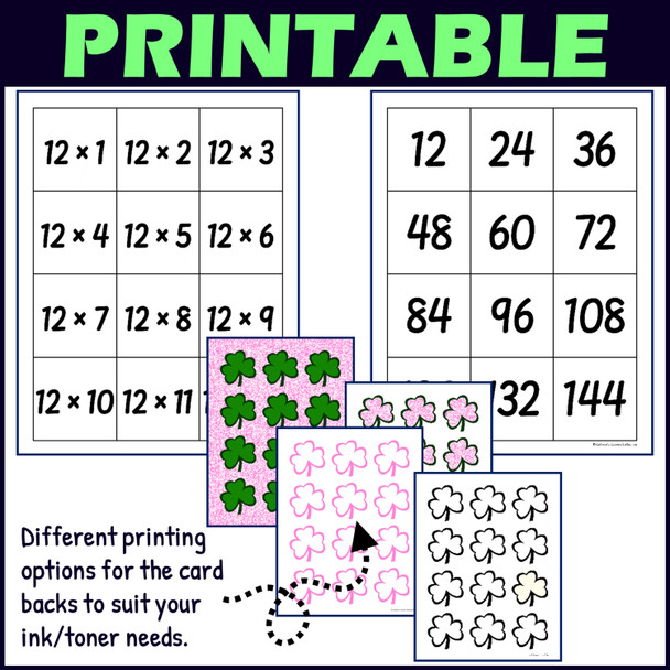St Patricks Day Multiplication Facts for 1-12 Times Tables Activities BUNDLE