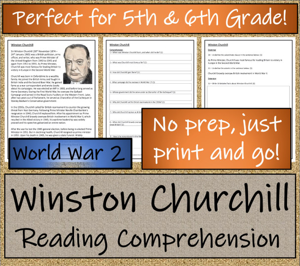 Winston Churchill Close Reading Activity 5th Grade & 6th Grade