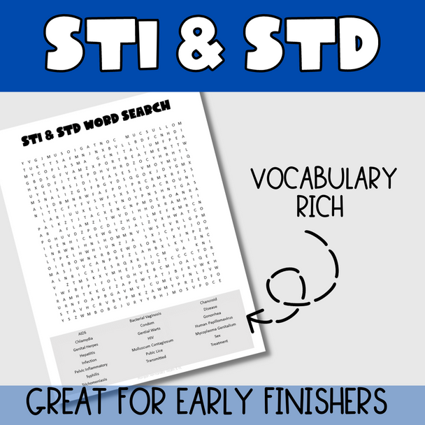 Sexually Transmitted Infections and Diseases Word Search | STI and STD
