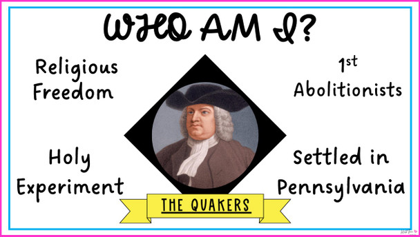 Who Am I? Colonial America PowerPoint and Worksheet US History Review Set