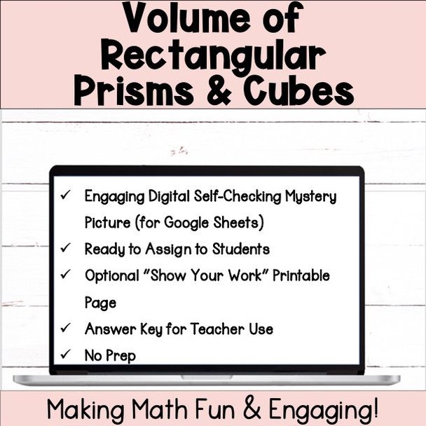 Volume of Rectangular Prisms & Cubes Self-Checking Digital Activity