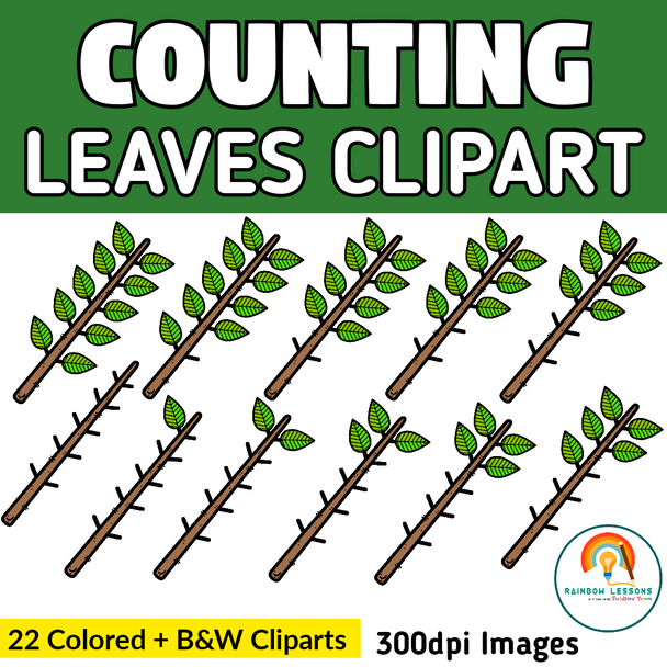 Counting to 10 Cliparts | Spring Counting Clip Arts | Counting Leaves Cliparts