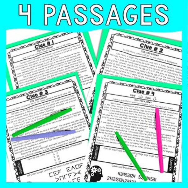 Famous Failures ESCAPE ROOM - Growth Mindset - Back to School Reading Passages