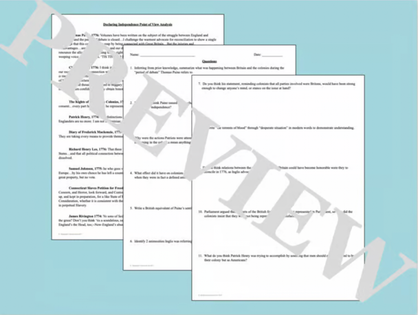 Declaration of Independence Point of View and Image Analysis