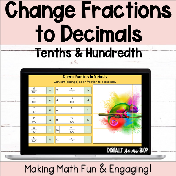 Change Fractions to Decimals - Tenths & Hundredths - Self-Checking Activity