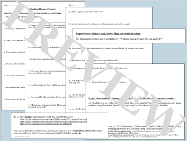 King Tutankhamun Webquest