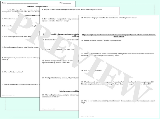Operation Paperclip Webquest