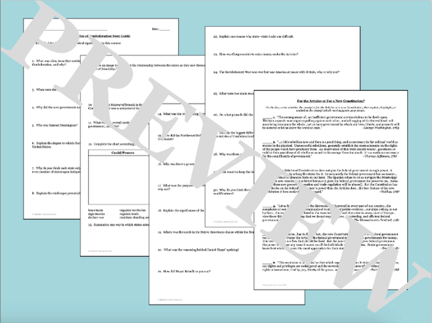 The Articles of Confederation PowerPoint and Note Guide