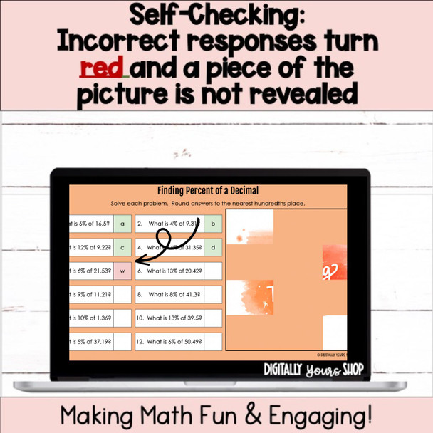 Finding Percent of a Decimal Digital Self-Checking Activity