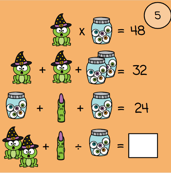 Halloween Order of Operations Logic Picture Puzzles