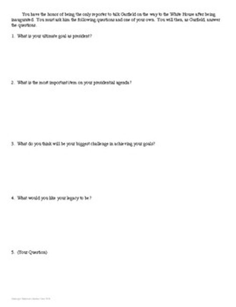 President James A. Garfield Interview Review Activity