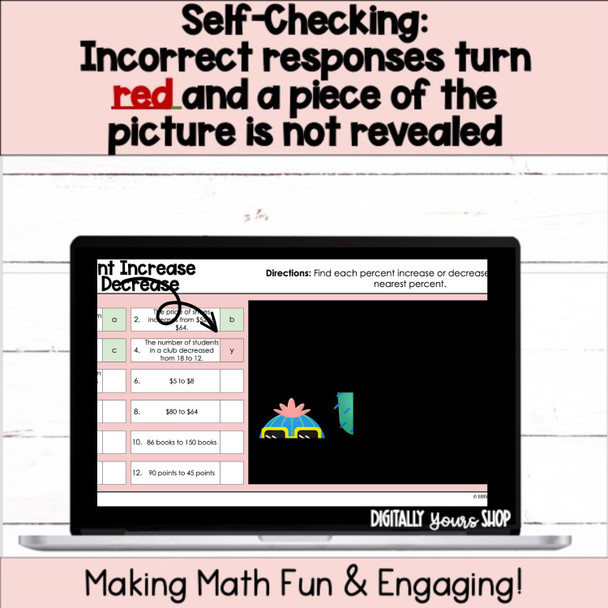 Percent Increase and Decrease Digital Self-Checking Activity