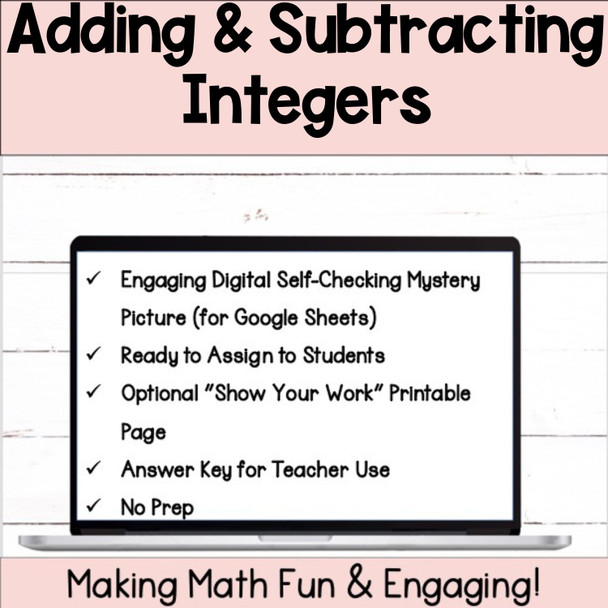 Adding and Subtracting Integers Digital Self-Checking Activity