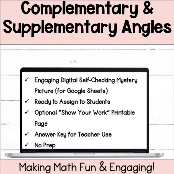 Complementary & Supplementary Angles Self-Checking Digital Activity