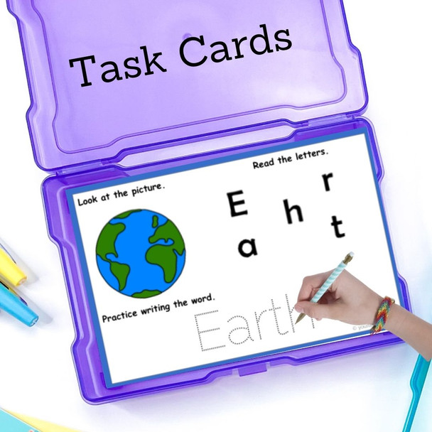 Earth Day Sight Word Vocabulary Worksheets with Task Cards