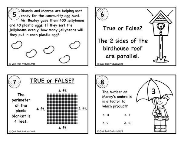 Grade 4 Springtime Math Task Cards