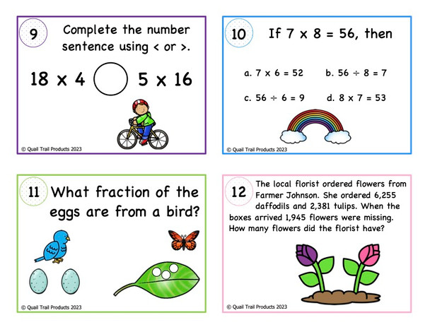 Grade 4 Springtime Math Task Cards