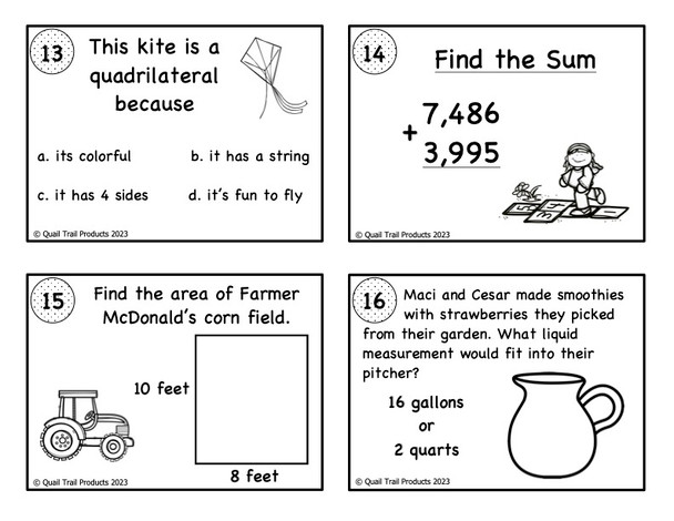 Grade 4 Springtime Math Task Cards