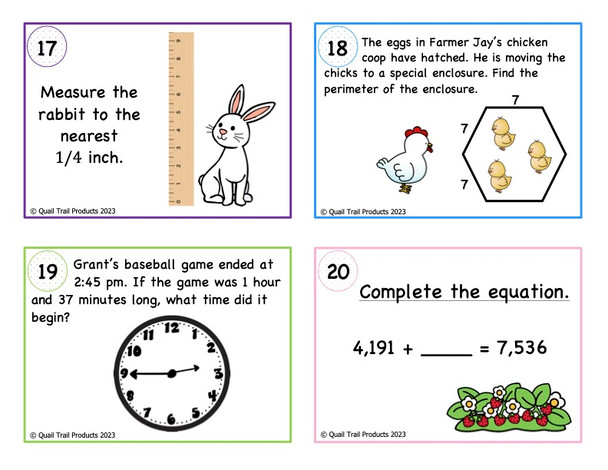 Grade 4 Springtime Math Task Cards