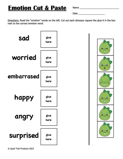 Social/Emotional Worksheets and Activities - Dinosaur Theme