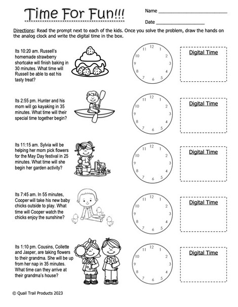 Elapsed Time Worksheets - Spring Theme