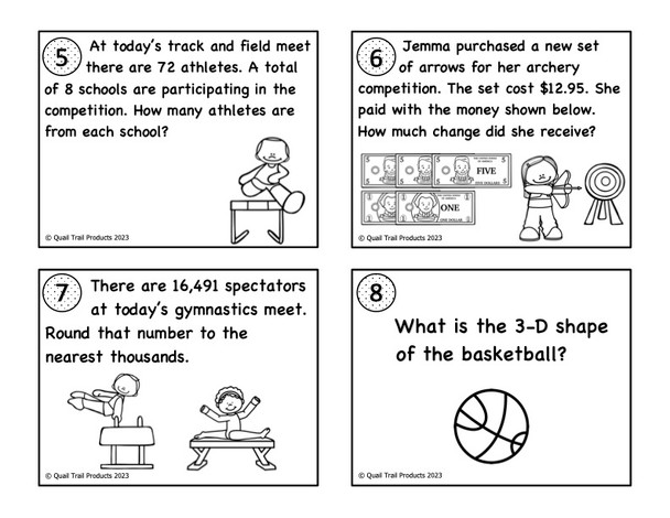 Grade 4 Sports Math Task Cards