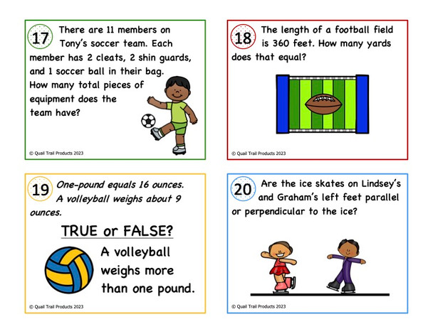 Grade 4 Sports Math Task Cards