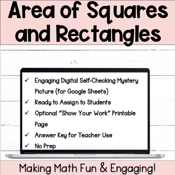 Area of Rectangles & Squares Digital Self-Checking Activity