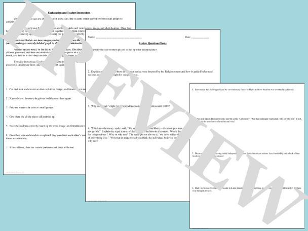 Latin American Independence Movements Vocabulary Mix and Match Activity