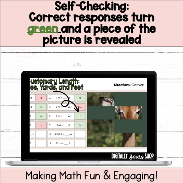 Change - Convert - Customary Length - Miles, Yards & Feet Digital Math Activity