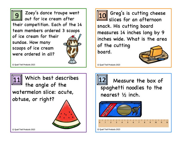Grade 4 Math with Food Task Cards