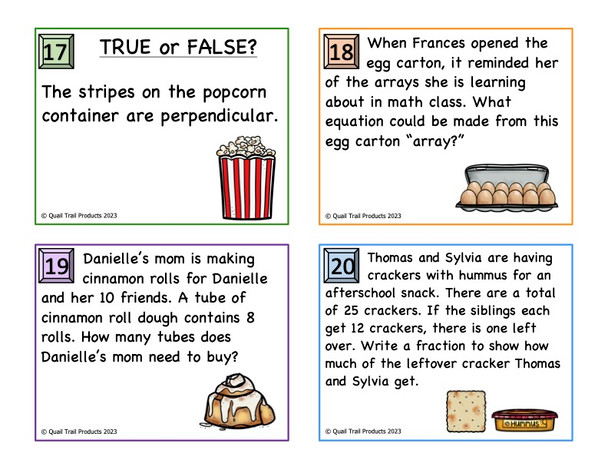 Grade 4 Math with Food Task Cards