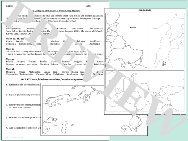 The Collapse of the Soviet Union Map Activity