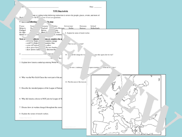 World War 1 Map Activity