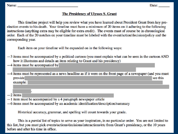 President Ulysses S. Grant Timeline Project