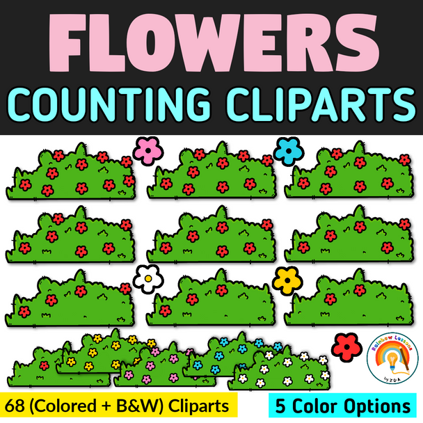 Counting to 10 Cliparts | Spring Counting Clip Arts | Counting Flowers Cliparts