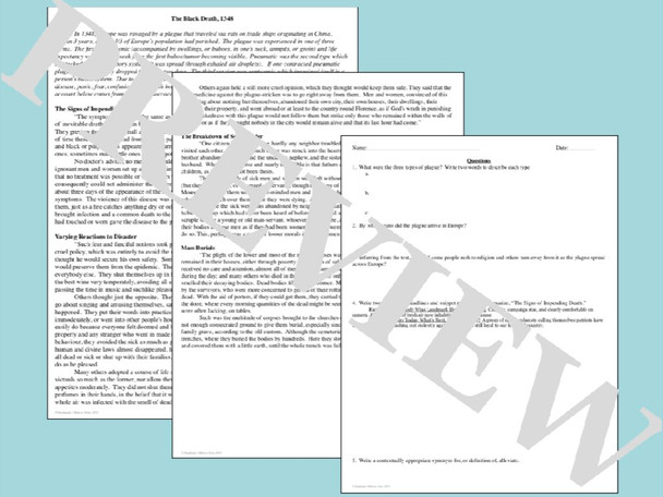 The Black Death Plague Primary Source Analysis and Activities Bundle The Black Death Plague Primary Source Analysis and Activities Bundle